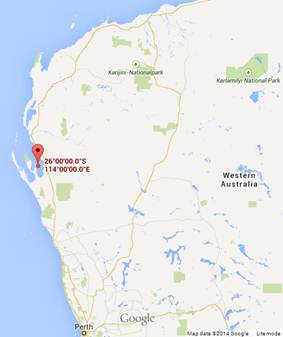 Map indicating the 26th Parallel (South)