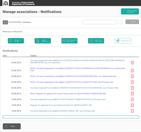 AssociationsOnline notifications