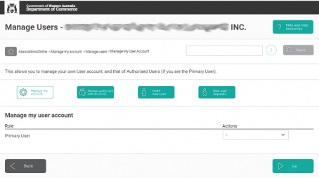 AssociationsOnline Manage my user account