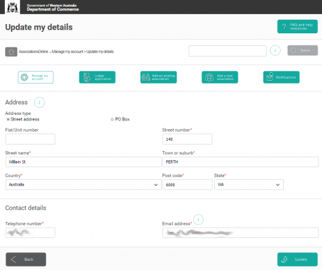AssociationsOnline update my details
