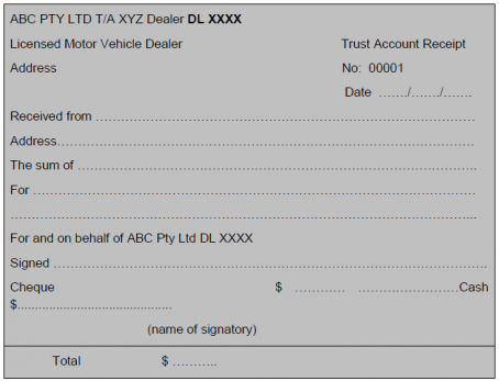 Vehicle consignment receipt